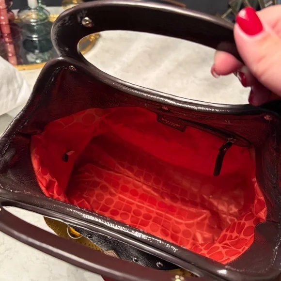 KATE SPADE LARGE SHERWOOD FOREST SUEDE LEATHER OWL IDA TOTE PURSE BAG - Picture 7 of 8